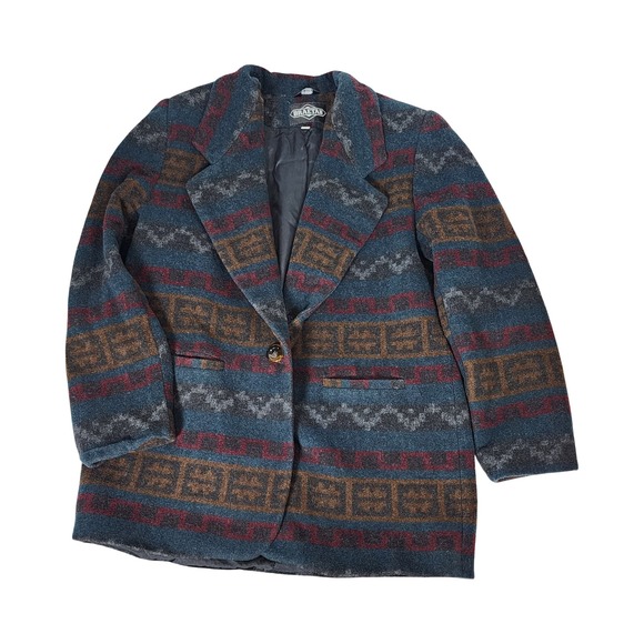 Braetan Jackets & Blazers - Braetan Vintage Southwestern Wool Blend Geometric Blazer Coat Blue Rust Large